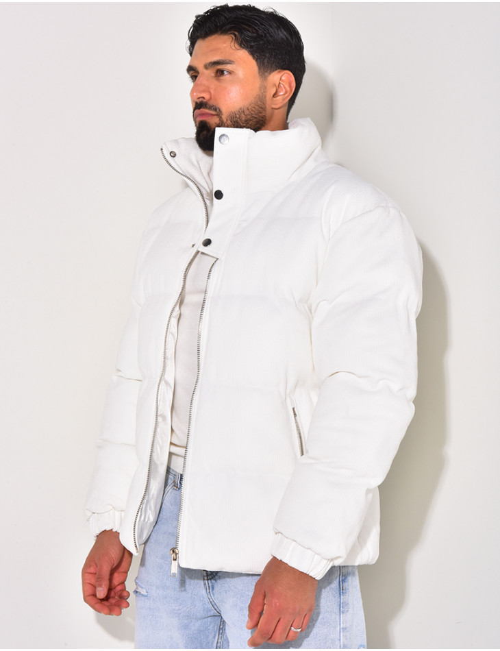 Doudoune côtelée à col cheminée