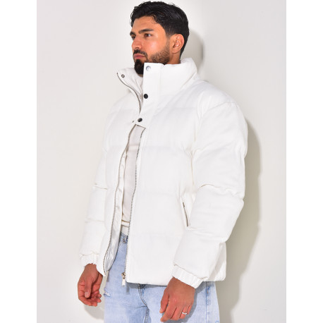 Doudoune côtelée à col cheminée