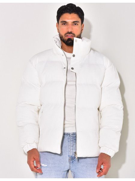 Doudoune côtelée à col cheminée