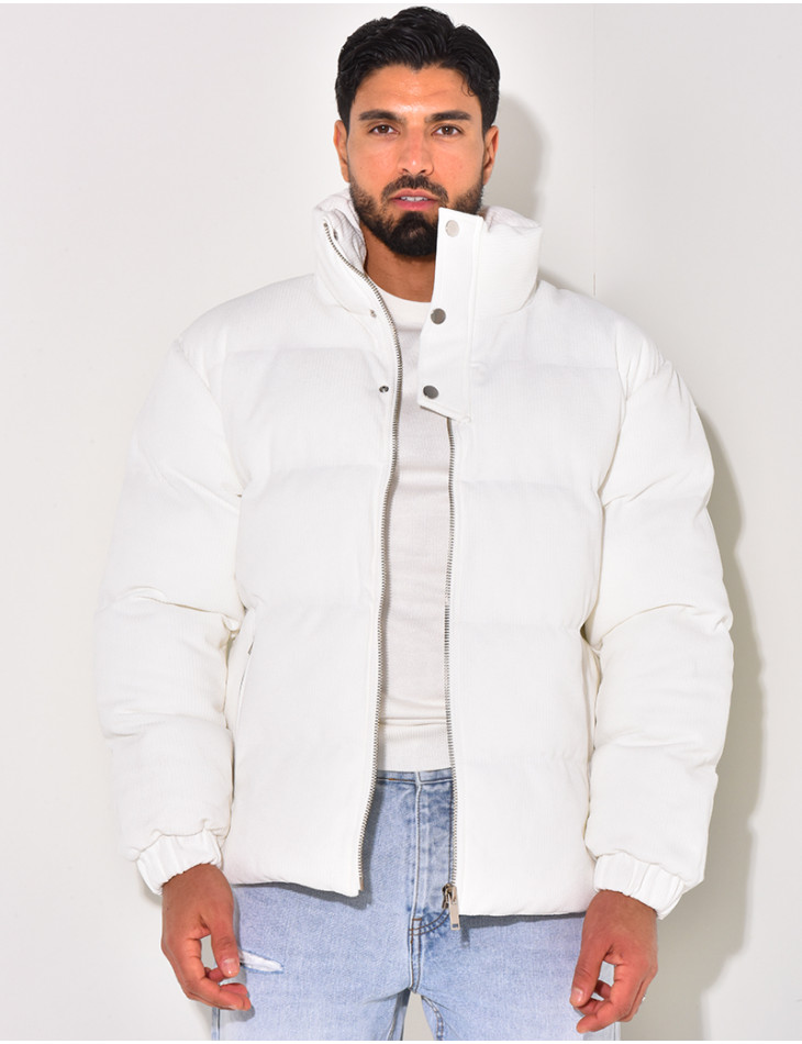 Doudoune côtelée à col cheminée