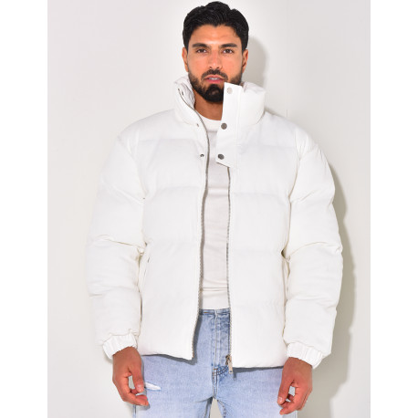 Doudoune côtelée à col cheminée