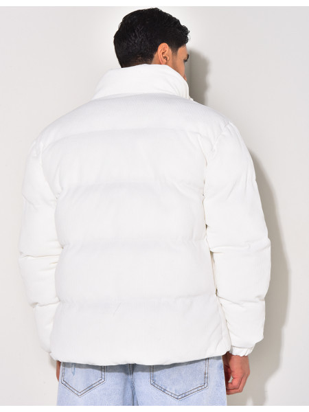 Doudoune côtelée à col cheminée