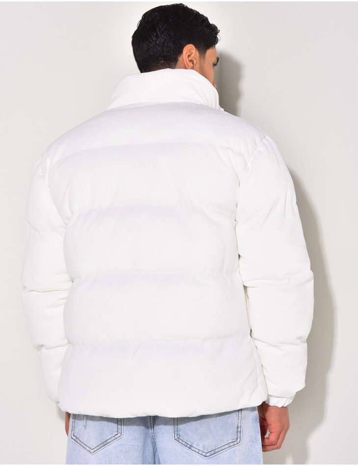 Doudoune côtelée à col cheminée