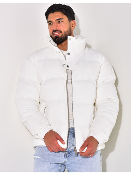 Doudoune côtelée à col cheminée