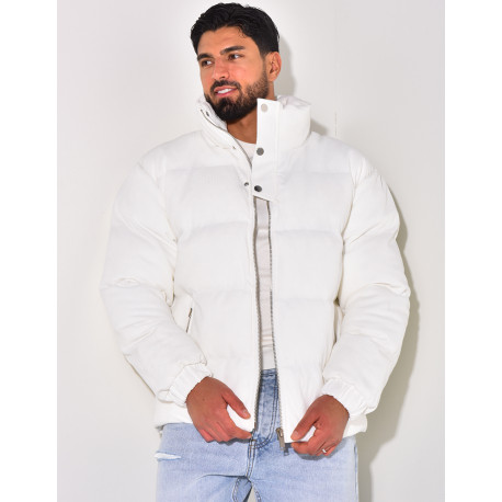 Doudoune côtelée à col cheminée