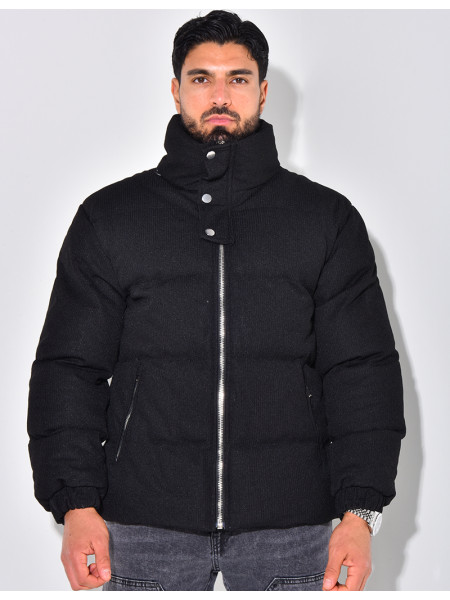 Doudoune côtelée à col cheminée