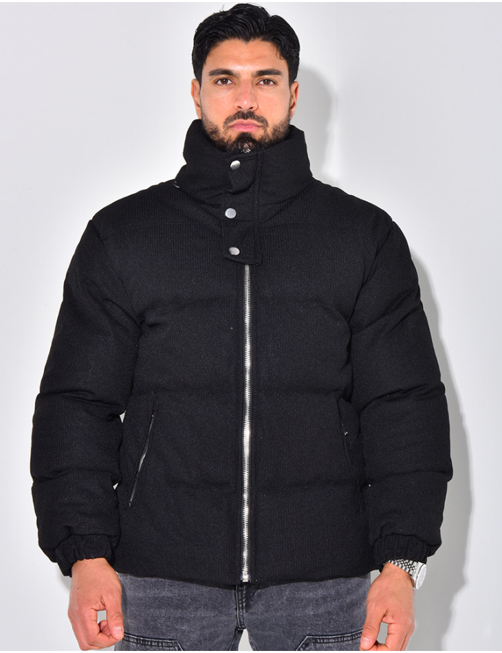 Doudoune côtelée à col cheminée