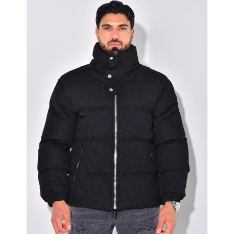 Doudoune côtelée à col cheminée