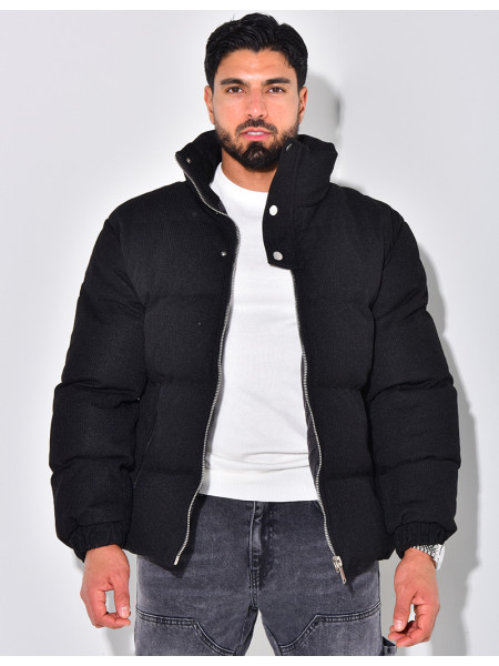 Doudoune côtelée à col cheminée