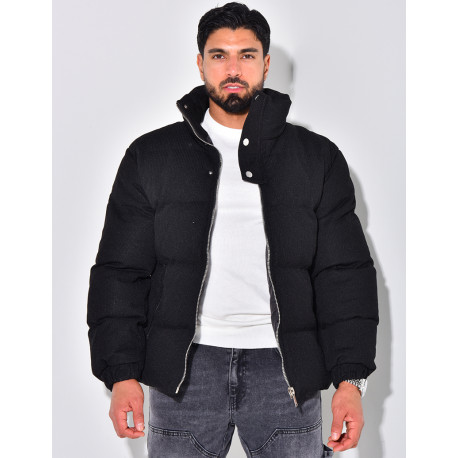 Doudoune côtelée à col cheminée