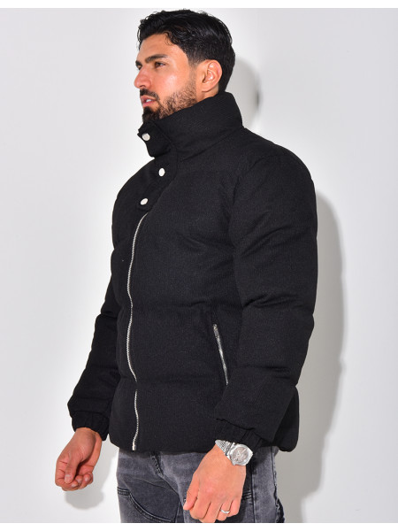 Doudoune côtelée à col cheminée