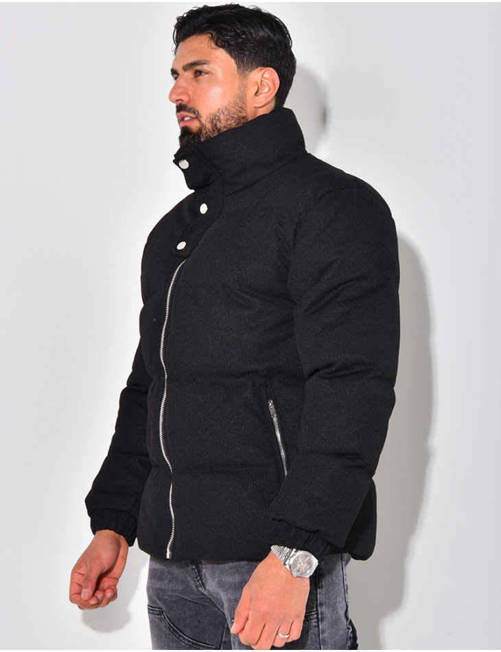 Doudoune côtelée à col cheminée