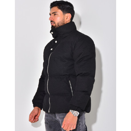 Doudoune côtelée à col cheminée