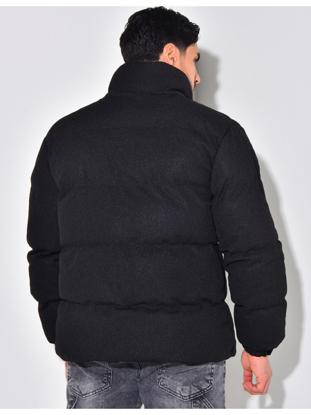 Doudoune côtelée à col cheminée