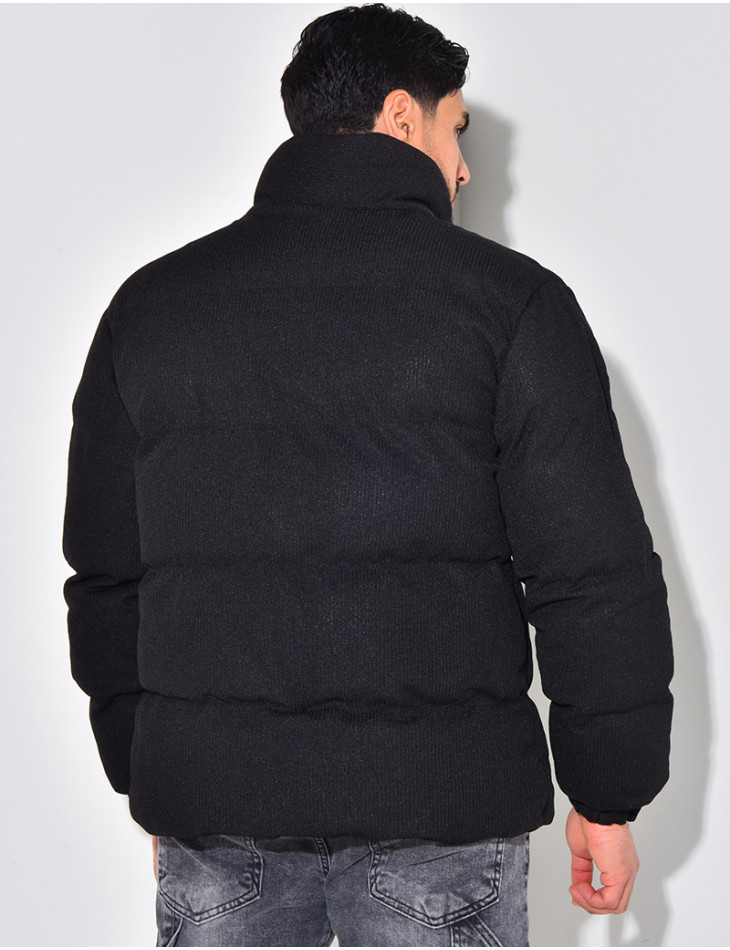 Doudoune côtelée à col cheminée