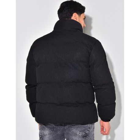 Doudoune côtelée à col cheminée