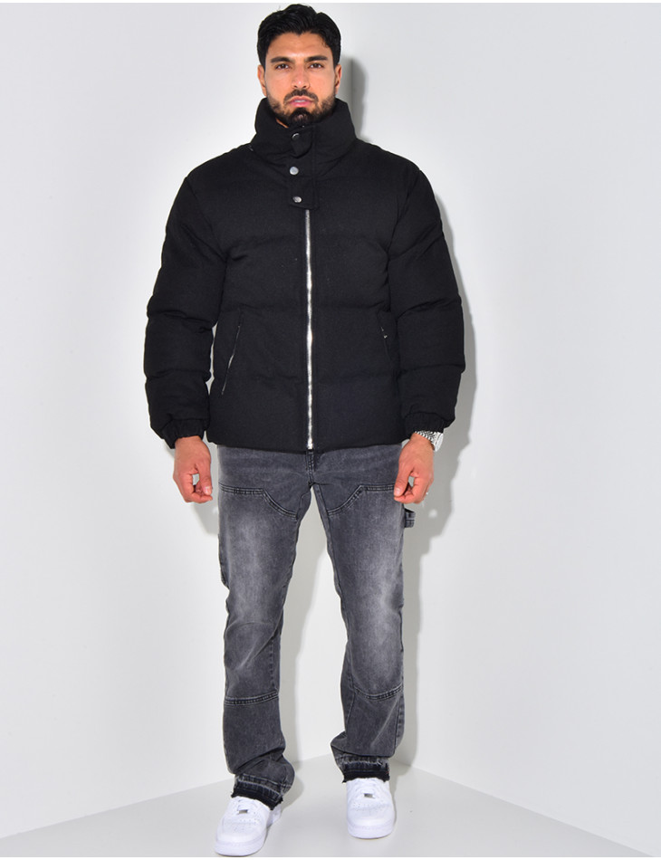 Doudoune côtelée à col cheminée