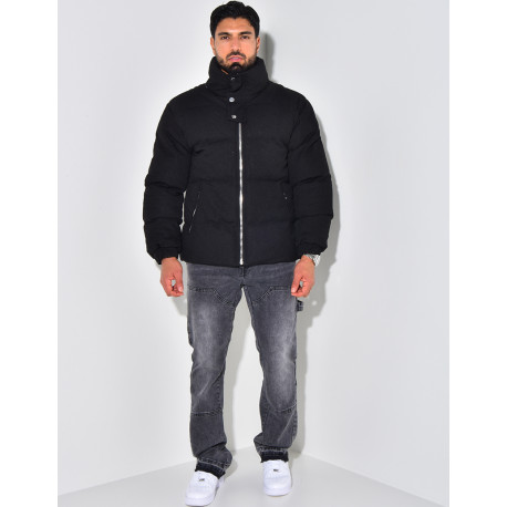 Doudoune côtelée à col cheminée