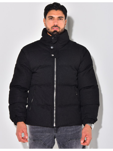 Doudoune côtelée à col cheminée