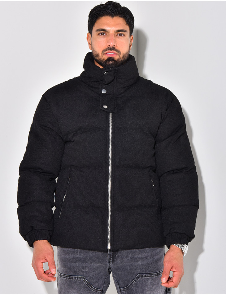 Doudoune côtelée à col cheminée