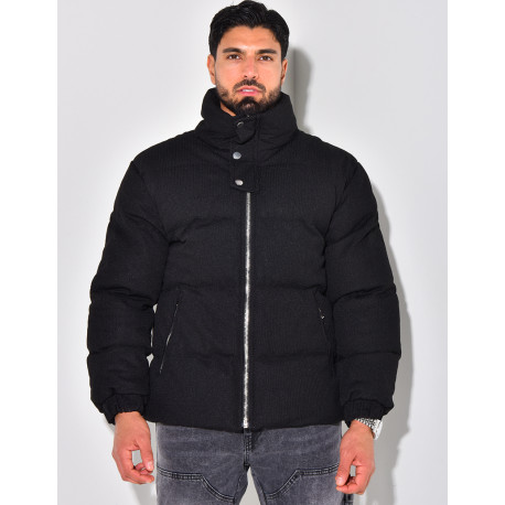 Doudoune côtelée à col cheminée