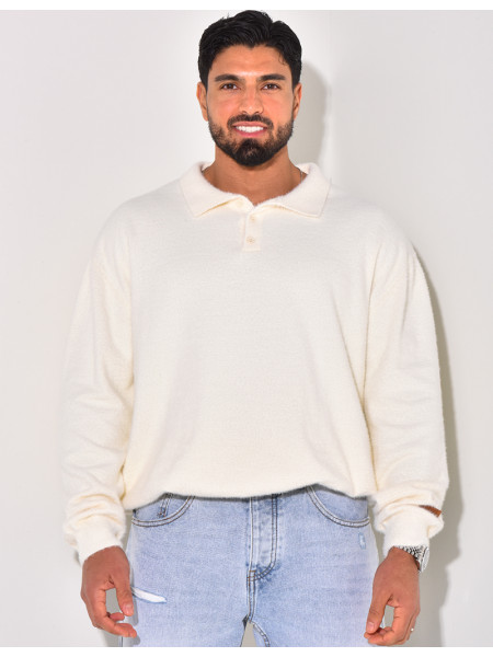 Pull doux avec col à boutons