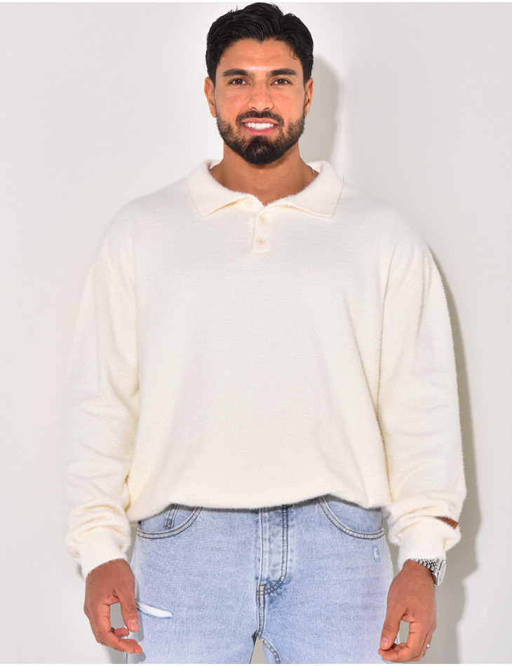 Pull doux avec col à boutons