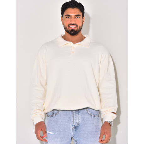 Pull doux avec col à boutons