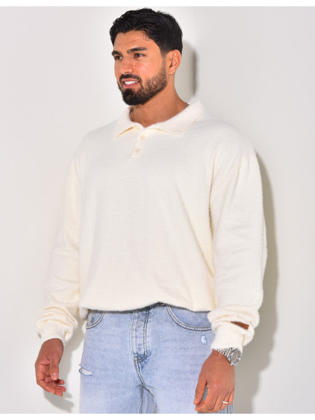 Pull doux avec col à boutons