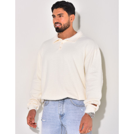 Pull doux avec col à boutons