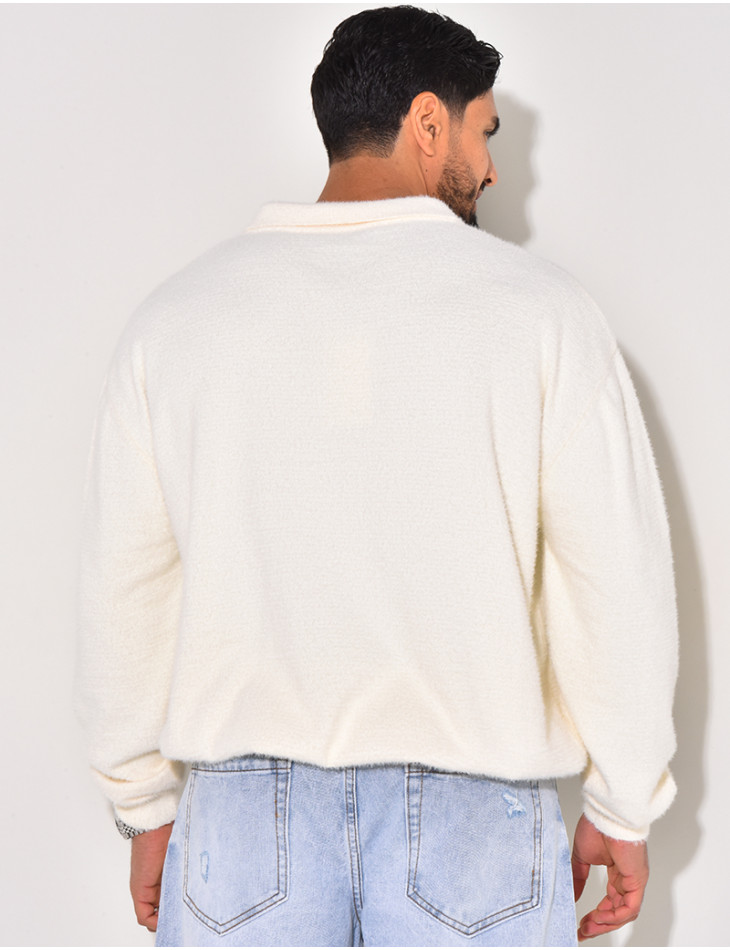 Pull doux avec col à boutons