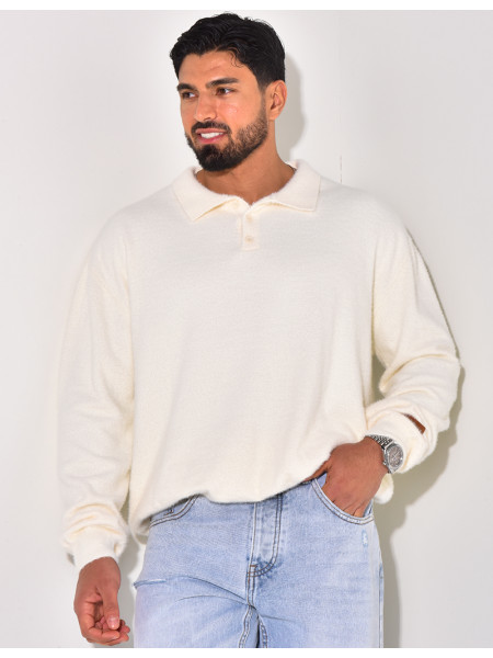 Pull doux avec col à boutons