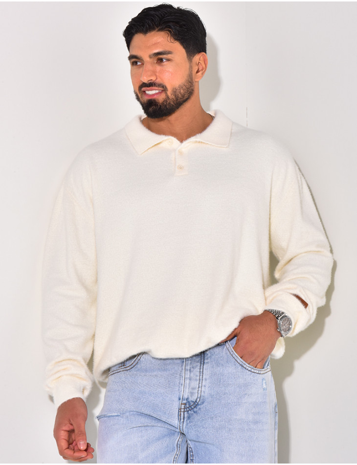 Pull doux avec col à boutons