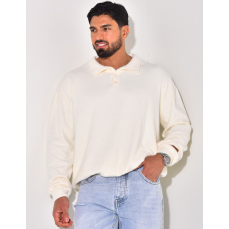 Pull doux avec col à boutons