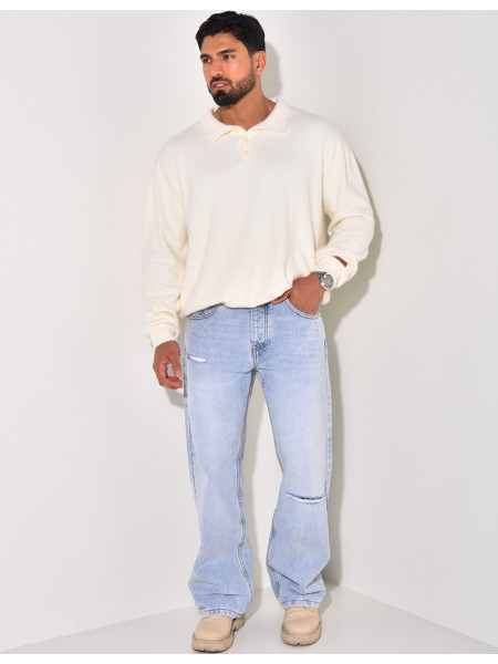 Pull doux avec col à boutons