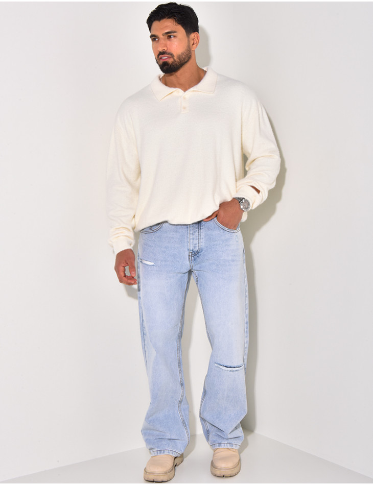 Pull doux avec col à boutons