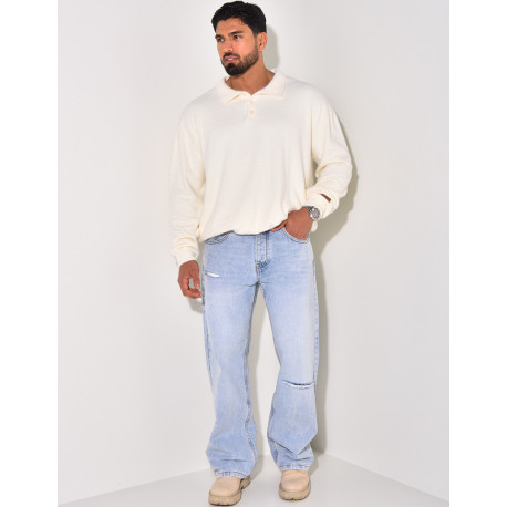 Pull doux avec col à boutons