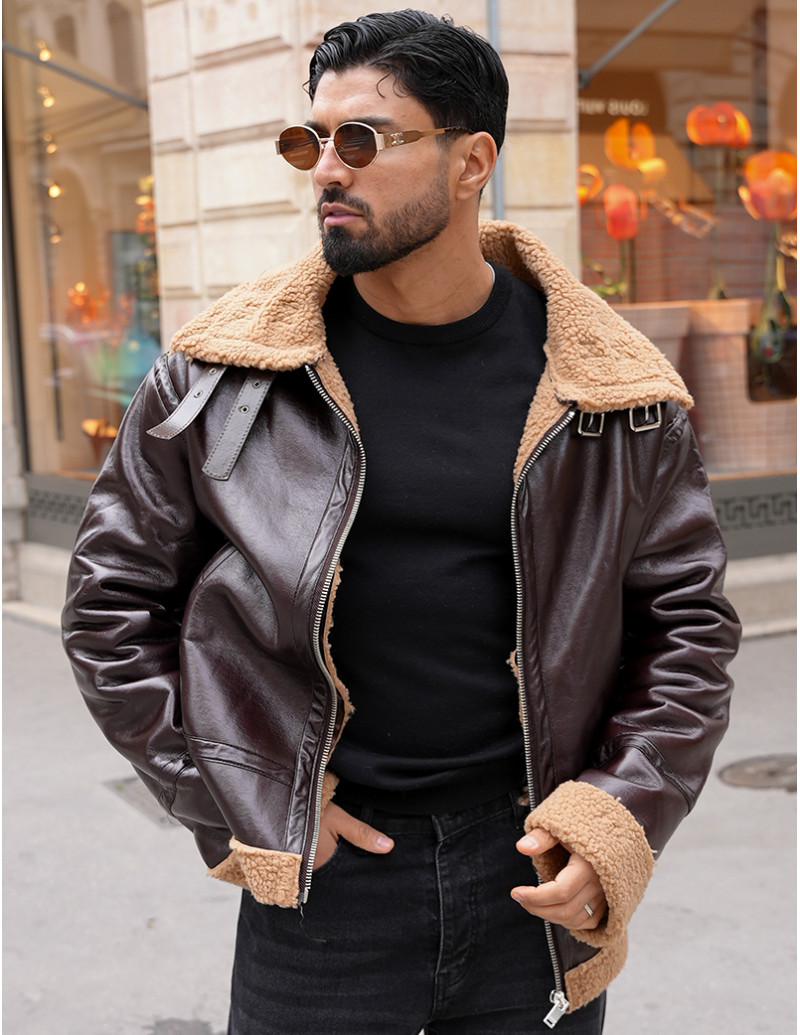 Bombardier en similicuir et...