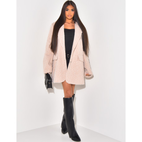 Manteau court en laine bouclée