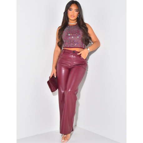 Crop top with rhinestones