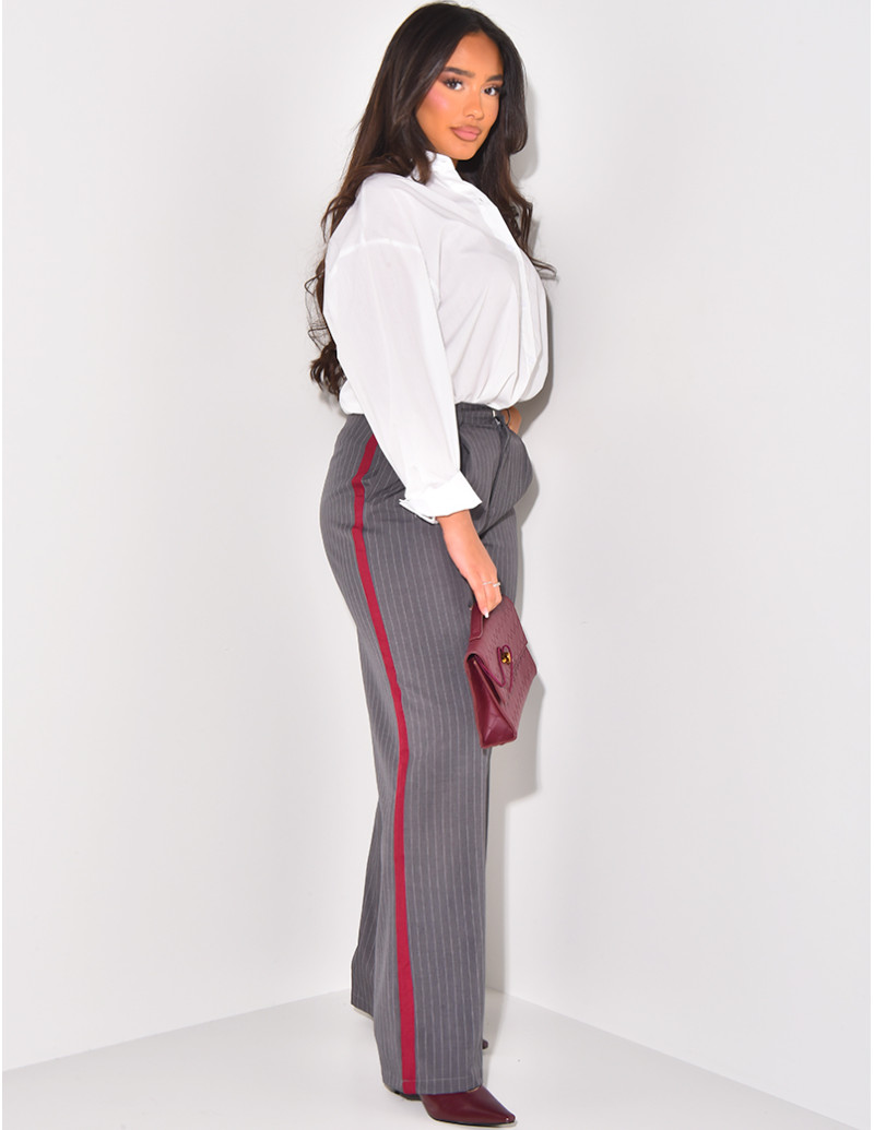 Pantalon à rayures et bande...