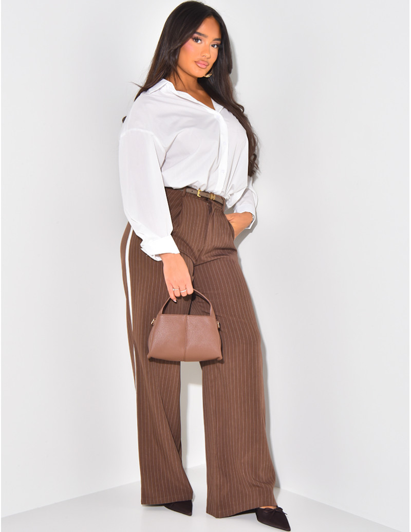 Pantalon à rayures et bande...