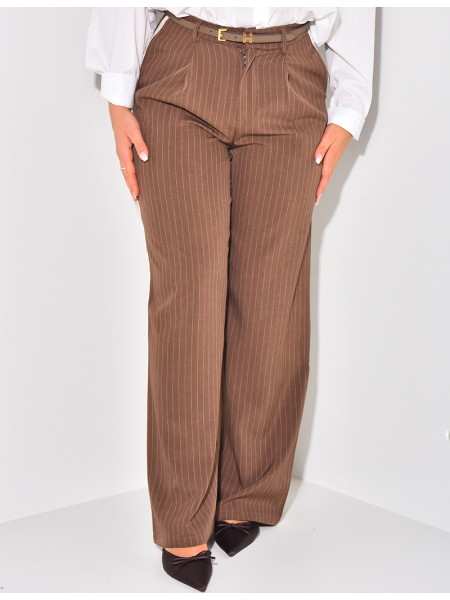 Pantalon à rayures et bande contrastante
