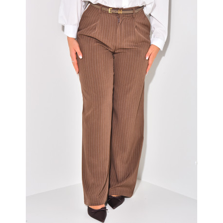 Pantalon à rayures et bande contrastante
