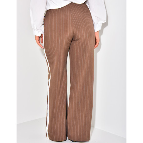 Pantalon à rayures et bande contrastante