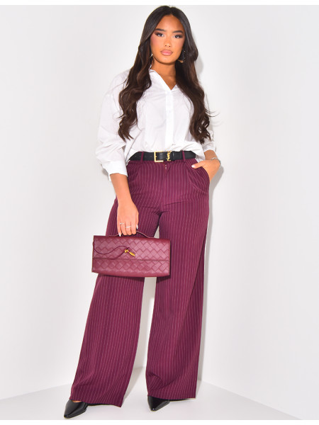 Pantalon à rayures et bande contrastante