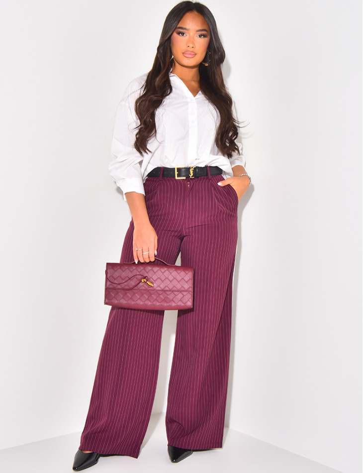 Pantalon à rayures et bande contrastante