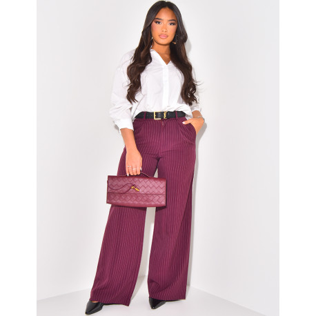 Pantalon à rayures et bande contrastante