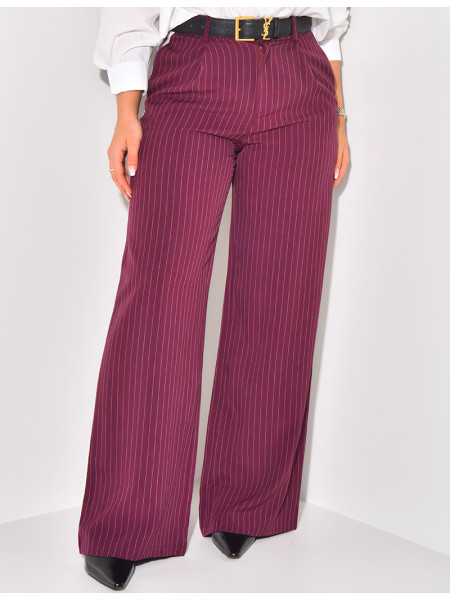 Pantalon à rayures et bande contrastante