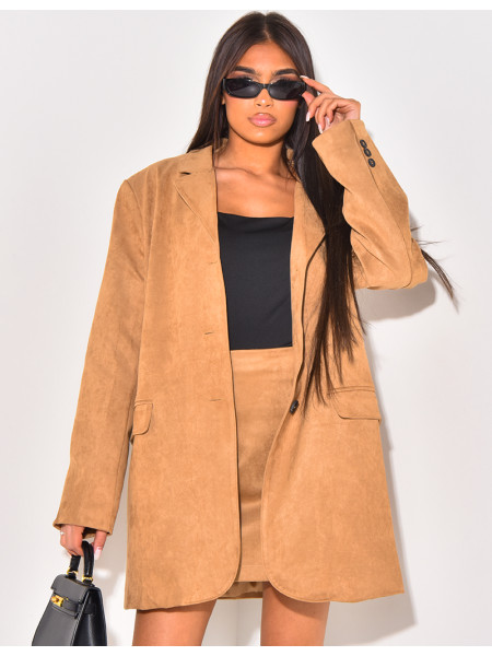 Long blazer in thick suede